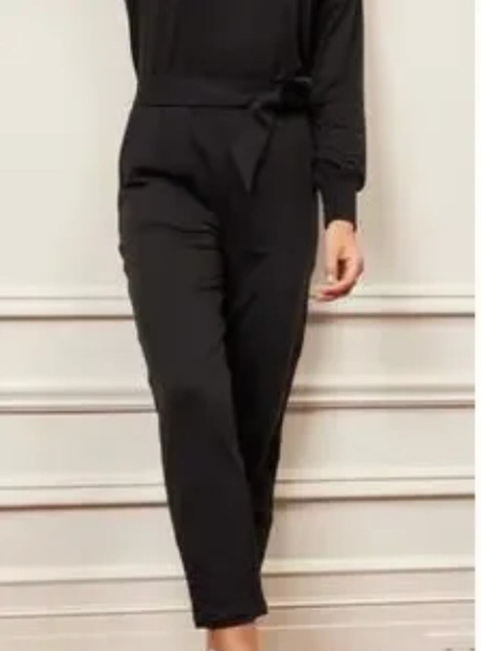 NWT SUMMERSALT The Softest French Terry Tie Waist Pant in Black sz. L
